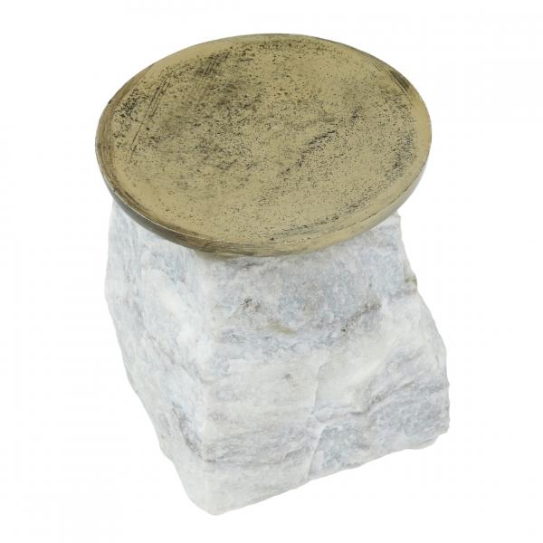 PTMD kaarsenhouder Nimo S marmer wit 14 cm