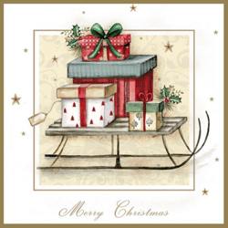 20 Servietten / Napins 33 x 33 cm - Merry Christmas Sleigh - Christmas