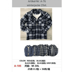 Karierte Herren-Winterjacken A-76, Gr. M–XXXL gemischt – 25 Stück je 10,50 € netto