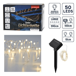 LED Solar Lichterkette Kupferdraht, 50 LED, 590cm