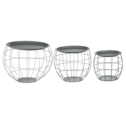 Tisch Set bauchig, grau, 3er Set