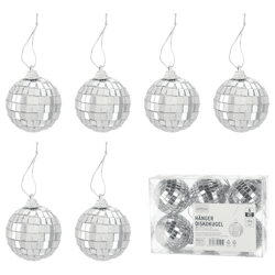 Hänger Diskokugel, silber, 6er Set, groß, ca.5cmD