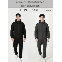 Herren Freizeitanzug K519, Jacke und Hose, Schwarz/Grau, Gr. S–XXL – 5 Anzüge je VE