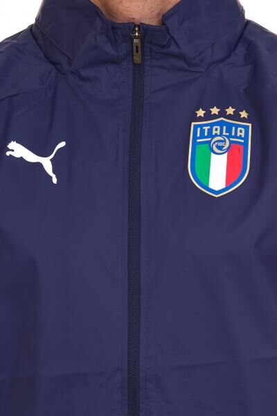 PUMA Italien 2022 Herren Trainingsjacke mit versteckter Kapuze All-Wetter-Jacke rainCELL 767068 04 Blau