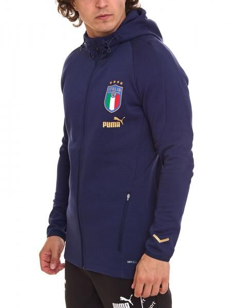 PUMA FIGC Coach Herren Sweat-Jacke Trainings-Jacke Italien Fanwear 767108 13 Dunkelblau