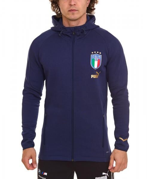 PUMA FIGC Coach Herren Sweat-Jacke Trainings-Jacke Italien Fanwear 767108 13 Dunkelblau