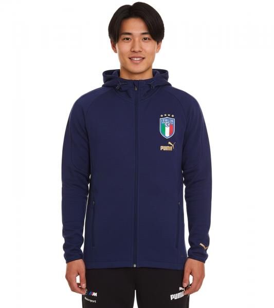 PUMA FIGC Coach Herren Sweat-Jacke Trainings-Jacke Italien Fanwear 767108 13 Dunkelblau