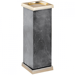 PTMD Kerzenhalter Alanna Marmor schwarz/gold 33,5 cm
