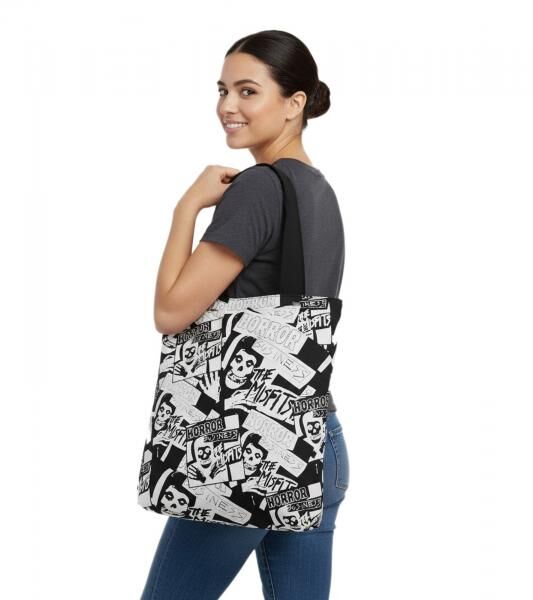 MISFITS Teenager from Mars Punkrock-Band Tote Bag Damen und Herren Schultertasche wendbar LT114889MISO 35x32 cm LT114889MISO Schwarz/Bunt
