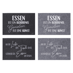 Felt Placemat with Saying, Set of 4, approx. 45x30 cm 