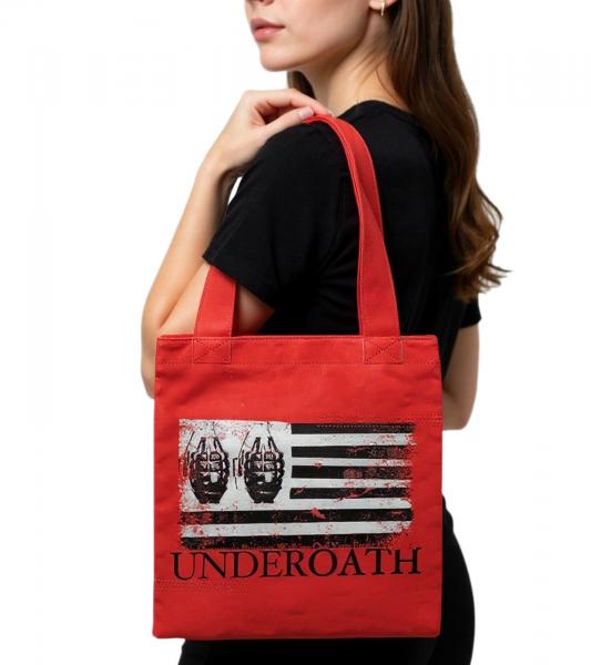 Underoath Metalcore-Band Umh&auml;nge-Tasche stylische Einkaufstasche Fan-Artikel 31 x 33 x 3 cm LB1071901UND Rot/Schwarz/Wei&szlig;