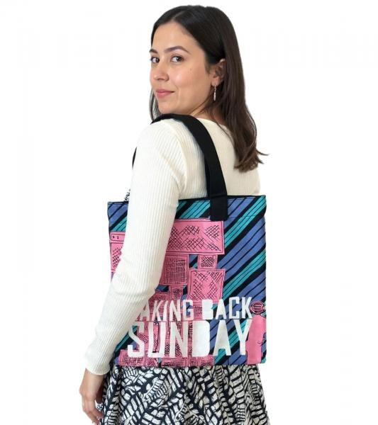 Taking Back Sunday Rockband Umh&auml;nge-Tasche stylische Einkaufstasche Fan-Artikel 31 x 33 x 3 cm LB1080112TBS Rosa/Schwarz/Blau