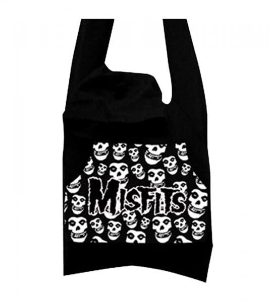 Misfits Punk-Band Damen Tasche mit angen&auml;hter Kapuze Baumwoll-Tasche Handtasche LB103081MIS0 Schwarz/Wei&szlig;