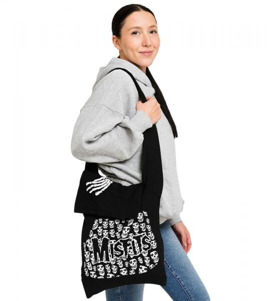 Misfits Punk-Band Damen Tasche mit angen&auml;hter Kapuze Baumwoll-Tasche Handtasche LB103081MIS0 Schwarz/Wei&szlig;