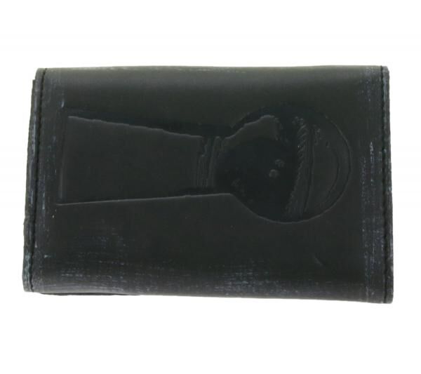 FALL OUT BOY Leder-Geldb&ouml;rse mit Logo-Motiv Metalldruckkn&ouml;pfen und Kette Rockiger Gothic-Style LW103557FOB0 Schwarz/Wei&szlig;