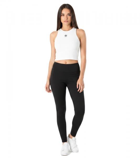 adidas Damen Tank-Top aus leichtem Rippstrick Crop-Top Baumwoll-Shirt Fitness-Shirt IY9648 Wei&szlig;