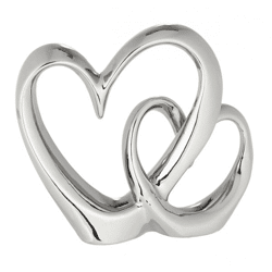Double Heart, Silver, Small, approx. 15 cm H