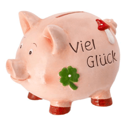 Piggy Bank, Good Luck, approx. 14 cm tall