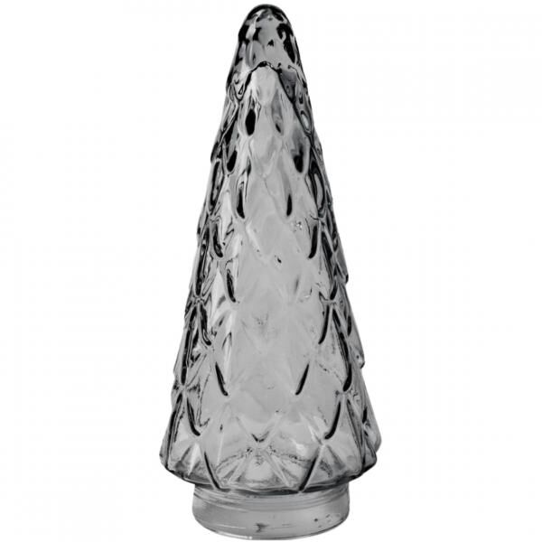 Beeld kerstboom rookglas grijs 24 cm