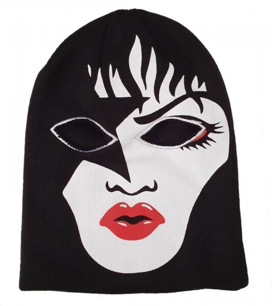 KISS Beanie mit gro&szlig;em Front-Print auch als Sturmmaske nutzbar Strick-M&uuml;tze Fan-Beanie mit Logo im Nacken SK162060KIS Schwarz
