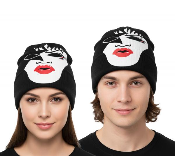 KISS Beanie mit gro&szlig;em Front-Print auch als Sturmmaske nutzbar Strick-M&uuml;tze Fan-Beanie mit Logo im Nacken SK162060KIS Schwarz