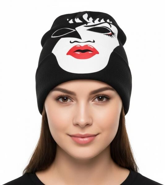 KISS Beanie mit gro&szlig;em Front-Print auch als Sturmmaske nutzbar Strick-M&uuml;tze Fan-Beanie mit Logo im Nacken SK162060KIS Schwarz