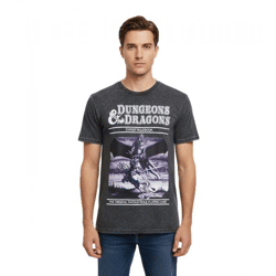 RE:COVERED X DUNGEONS & DRAGONS Herren T-Shirt Expert Rulebook Baumwoll-Shirt Rundhals-Shirt RCHAS168 Schwarz/Grau