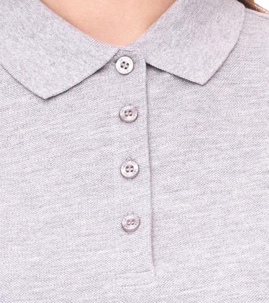 SANTINO Mika Damen Polo-Shirt aus Bio-Baumwolle Polo-Hemd mit 4er Knopfleiste Kurzarm-Shirt meliert 210 gr/m2 Grau