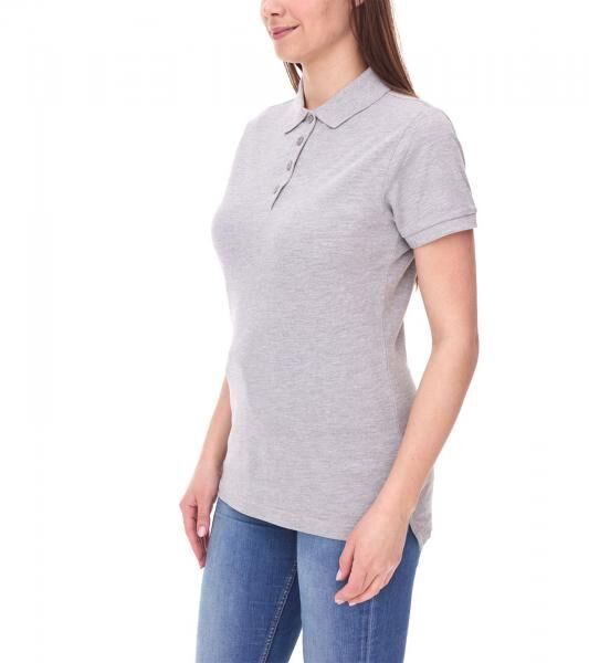 SANTINO Mika Damen Polo-Shirt aus Bio-Baumwolle Polo-Hemd mit 4er Knopfleiste Kurzarm-Shirt meliert 210 gr/m2 Grau