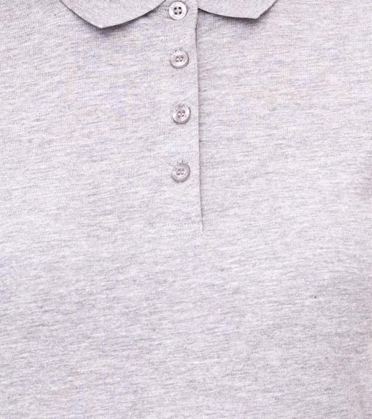 SANTINO Mathias Damen Polo-Shirt aus Bio-Baumwolle Polo-Hemd mit 4er Knopfleiste Kurzarm-Shirt meliert 180 gr/m2 Grau