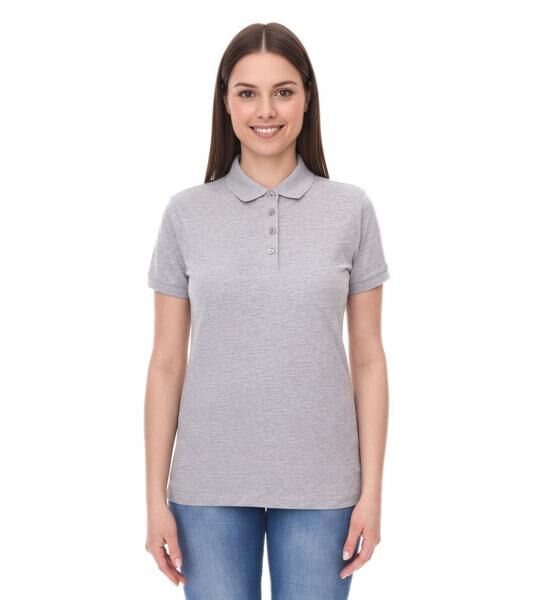 SANTINO Mathias Damen Polo-Shirt aus Bio-Baumwolle Polo-Hemd mit 4er Knopfleiste Kurzarm-Shirt meliert 180 gr/m2 Grau