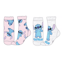 Disney Stitch - Socken grau/rosa für Mädchen - 2-fach sortiert - Größe 23-34