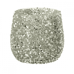 J-Line Teelichthalter, glitzernd, silberfarben, 10 cm