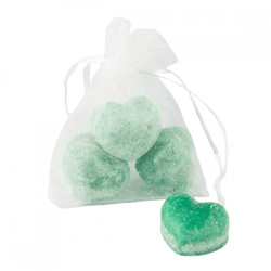 Amberblokje Hart wood 2,5 cm organza zakje met 3 stuks