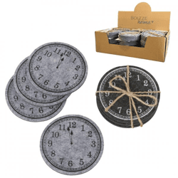 Boltze onderzetters klok 10 cm 2 assorti 4 stuks