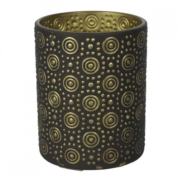 Countryfield Teelichthalter Hailey L schwarz/gold 12,5 cm