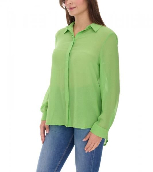 Aniston SELECTED Damen Sommer-Bluse Langarm-Shirt mit Kent-Kragen sommerliche Basic-Bluse 71710315 Gr&uuml;n