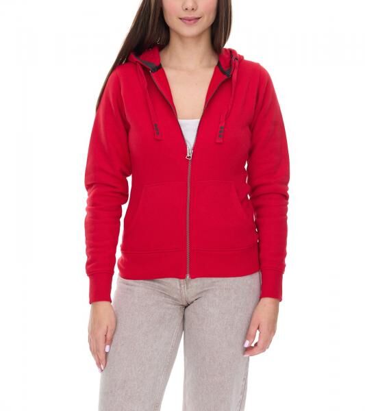 Elevate Arora Damen Sweat-Jacke mit Kapuze 300 g/m2 schlichte Baumwoll-Jacke Pullover 3821225 Rot