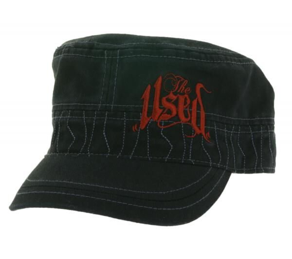 The Used Unisex Baumwoll-Cap im millit&auml;rischen Schnitt mit leicht gebogenen Schnitt Schwarz/Rot