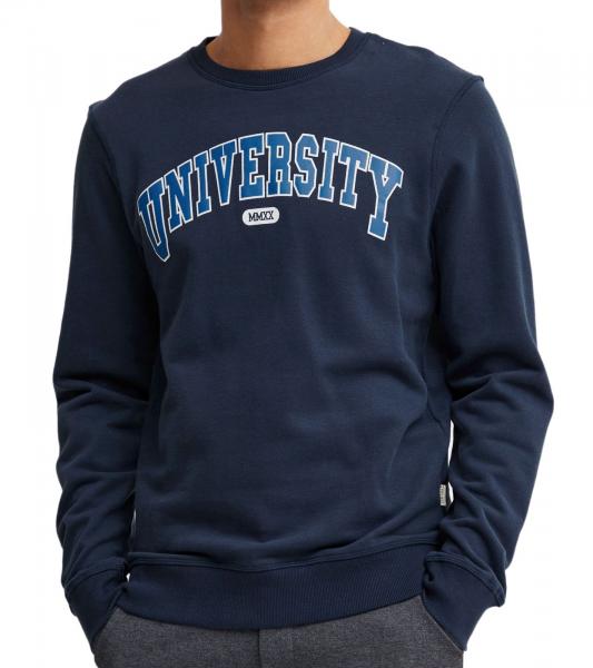 11 PROJECT Davin Herren Sweater mit UNIVERSITY Frontprint Baumwoll-Sweatshirt 20715943 194024 Dunkelblau