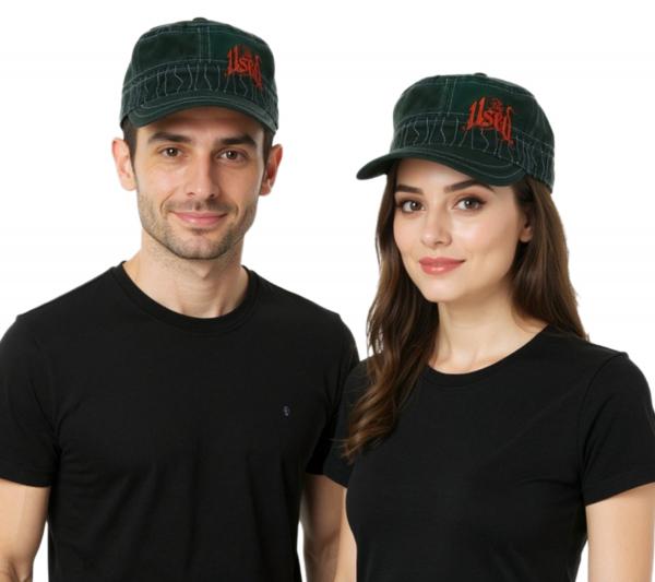 The Used Unisex Baumwoll-Cap im millit&auml;rischen Schnitt mit leicht gebogenen Schnitt Schwarz/Rot
