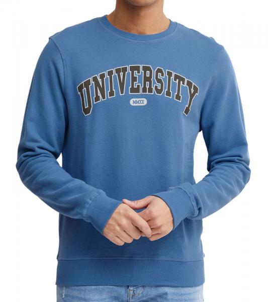 11 PROJECT Davin Herren Sweater mit UNIVERSITY Frontprint Baumwoll-Sweatshirt 20715943 194039 Blau