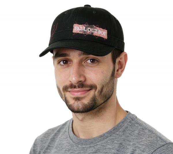 FALL OUT BOY Unisex Cap Baumwoll-Cap im millit&auml;rischen Schnitt mit leicht gebogenen Schnitt Schwarz/Rosa