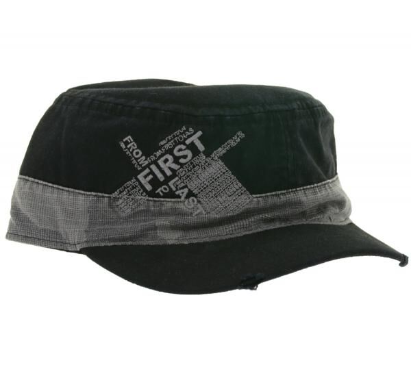From First to Last Unisex Cap Baumwoll-Cap im millit&auml;rischen Schnitt mit leicht gebogenen Schnitt Schwarz/Grau