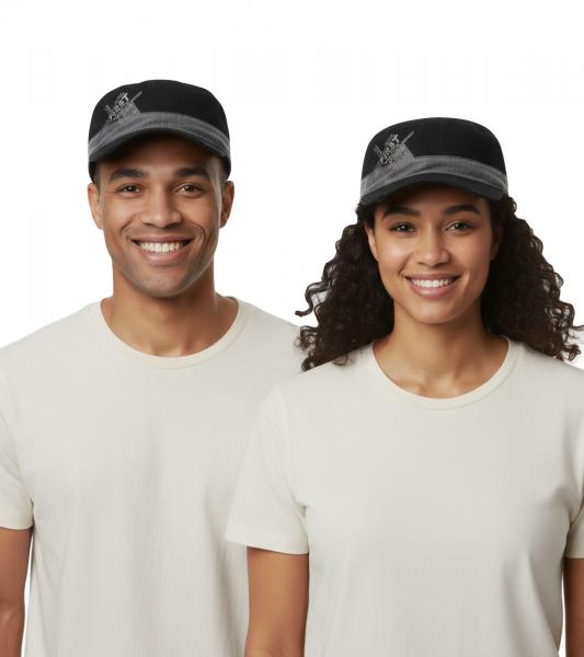 From First to Last Unisex Cap Baumwoll-Cap im millit&auml;rischen Schnitt mit leicht gebogenen Schnitt Schwarz/Grau