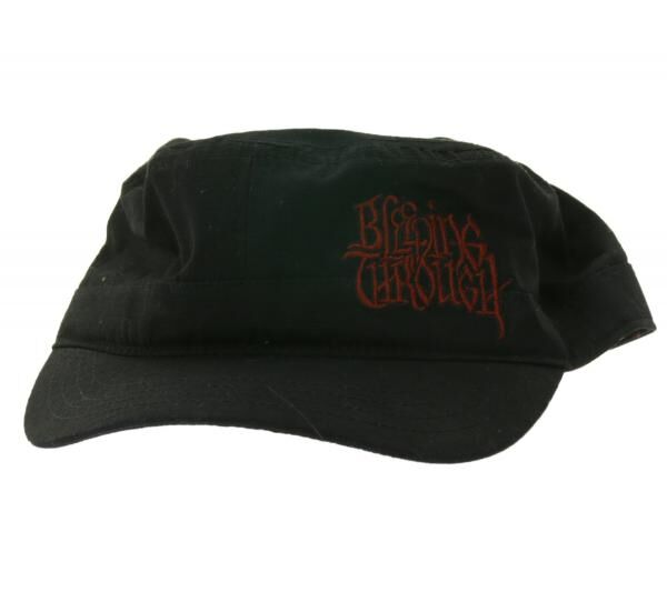 BLEEDING TROUGH Unisex Cap Baumwoll-Cap im millit&auml;rischen Schnitt mit leicht gebogenen Schnitt Schwarz/Rot