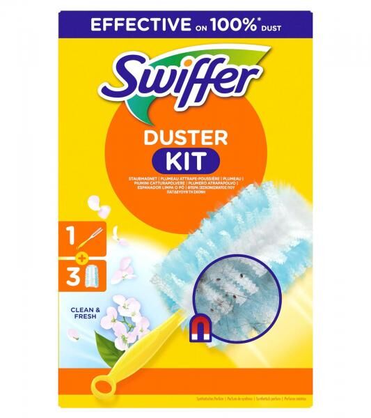 Swiffer Staubmagnet Starterset mit Griff + 3 T&uuml;cher mit Clean & Fresh Duft Haushalt **B-Ware &ndash; gepr&uuml;ft** 8170656 Gelb/Blau