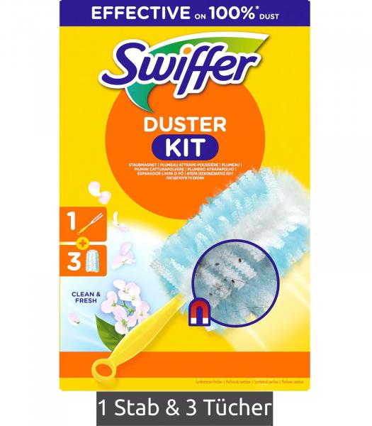 Swiffer Staubmagnet Starterset mit Griff + 3 T&uuml;cher mit Clean & Fresh Duft Haushalt **B-Ware &ndash; gepr&uuml;ft** 8170656 Gelb/Blau