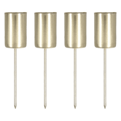 Tulle Candle Holder with Skewer, Gold, Set of 4 