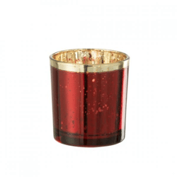 J-Line Teelichthalter S rot/goldfarben 8 cm